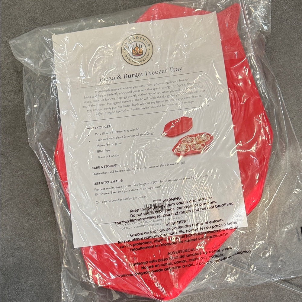 15”x10.5”x1” Pizza & Burger Silicone Freezer Tray Makes Four 5” Pizzas